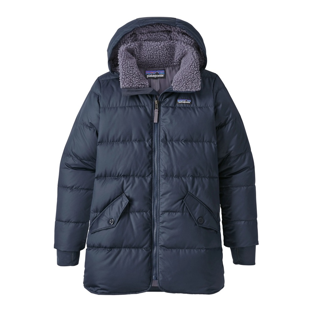 Patagonia Girls‎ Large Steel Blue Down Hooded Jacket Parka